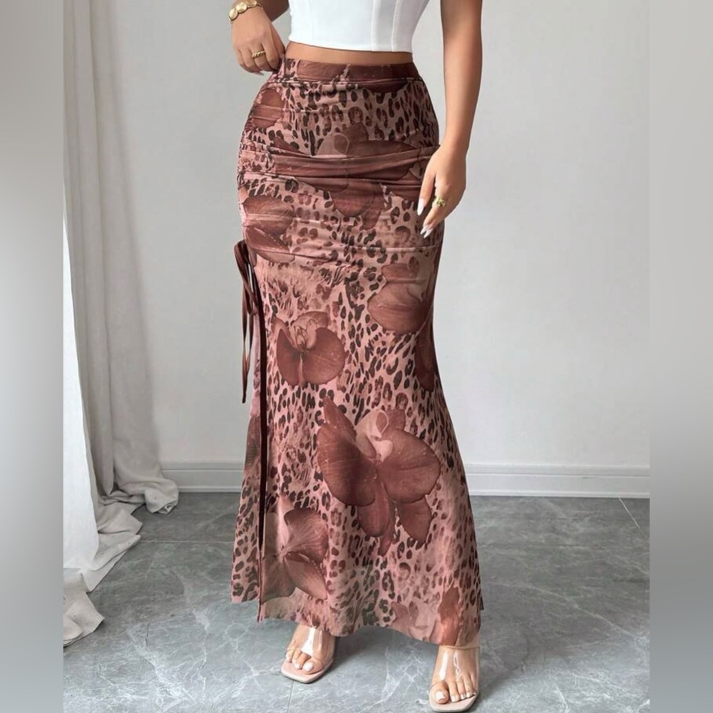 Brown Floral Maxi Skirt - never worn - Picture 3 of 7